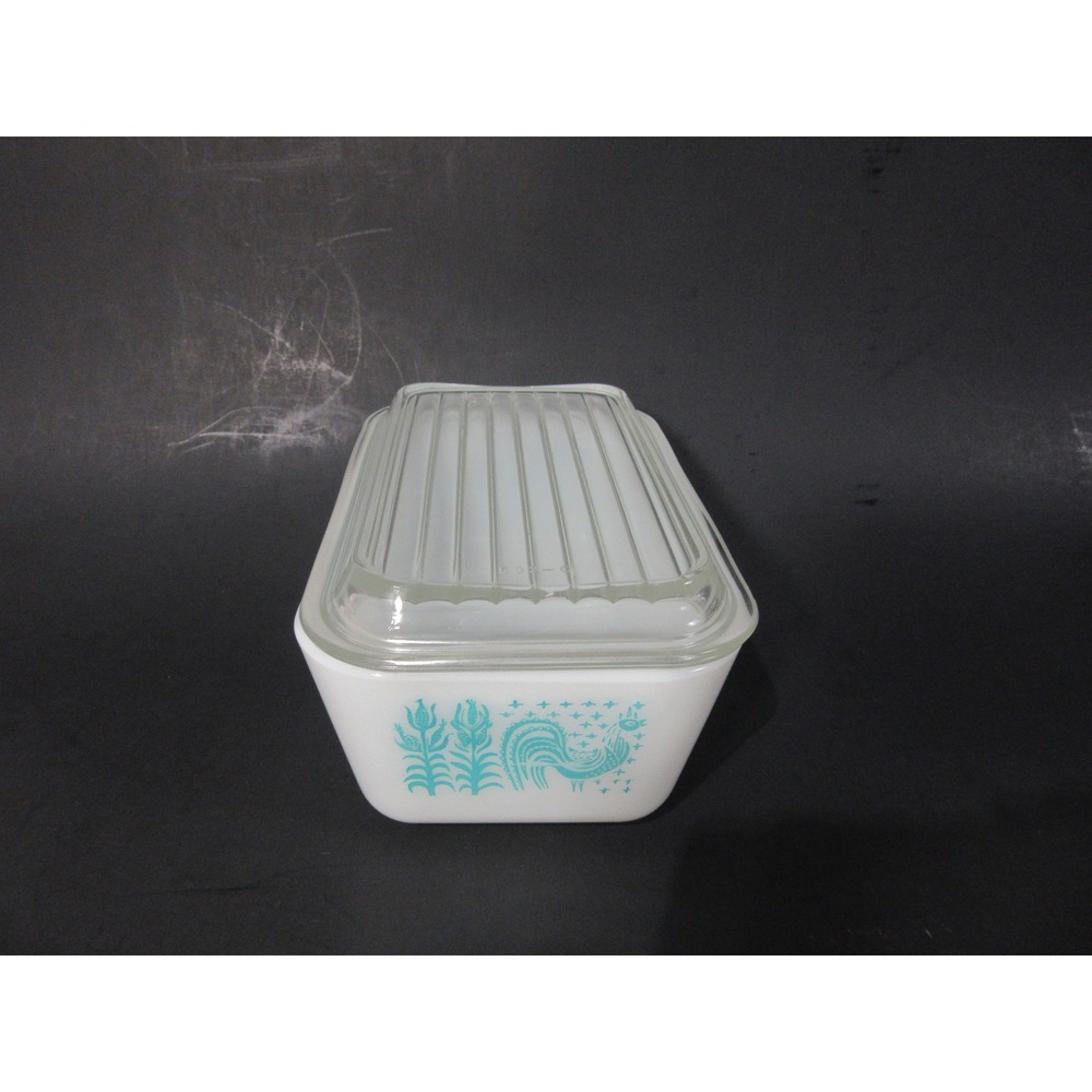 Vtg Pyrex Dish Set White Blue Butterprint Amish 501-503 Refrigerator Rooster - Picture 5 of 16